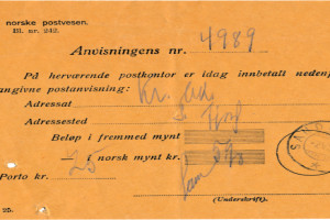 Bilde av Postanvisning fra 1925